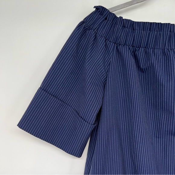 NWT RACHEL Rachel Roy Women's Smocked Off-The-Shoulder Dress Pin Stripe - Picture 5 of 8